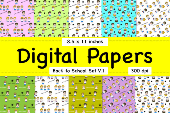 Digital Paper Set - Cute Students Pattern