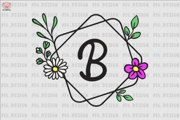 Flower Daisy Font B: Elegant Embroidery Lettering