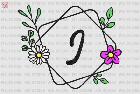 Flower Daisy Font J: Elegant Embroidery Lettering