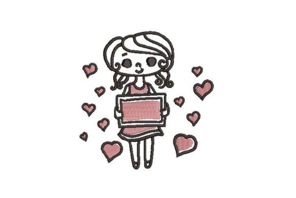 Girl with Chalkboard Embroidery Design