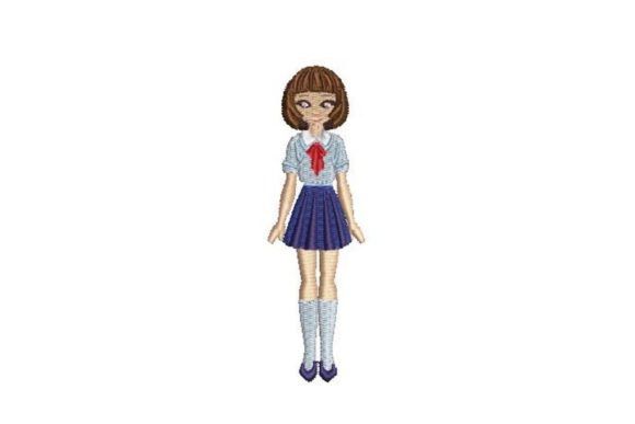 Japanese School Girl: A Charming Embroidery Design