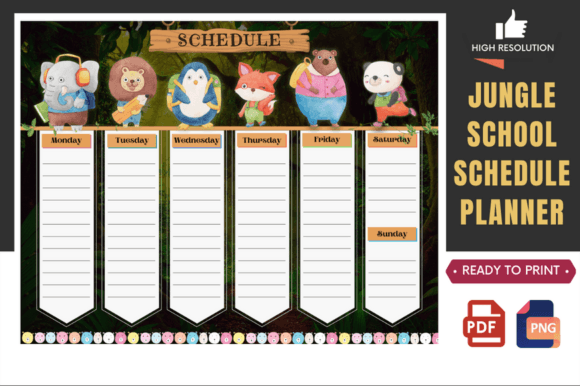 Jungle Theme Kids Schedule Planner