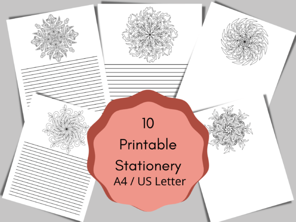 Mandala Coloring Lined Stationery Set