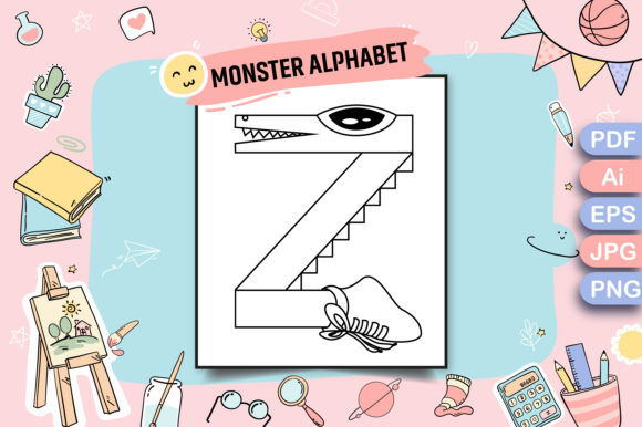 Monster Alphabet Coloring Page Letter Z